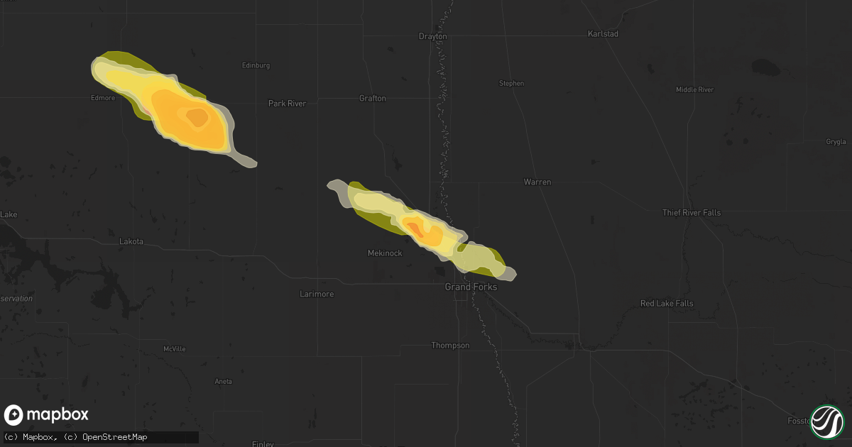 Hail map in Manvel, ND on July 7, 2025