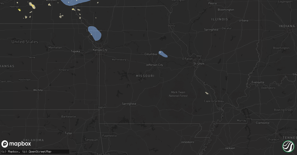 Hail map in Missouri on July 7, 2025