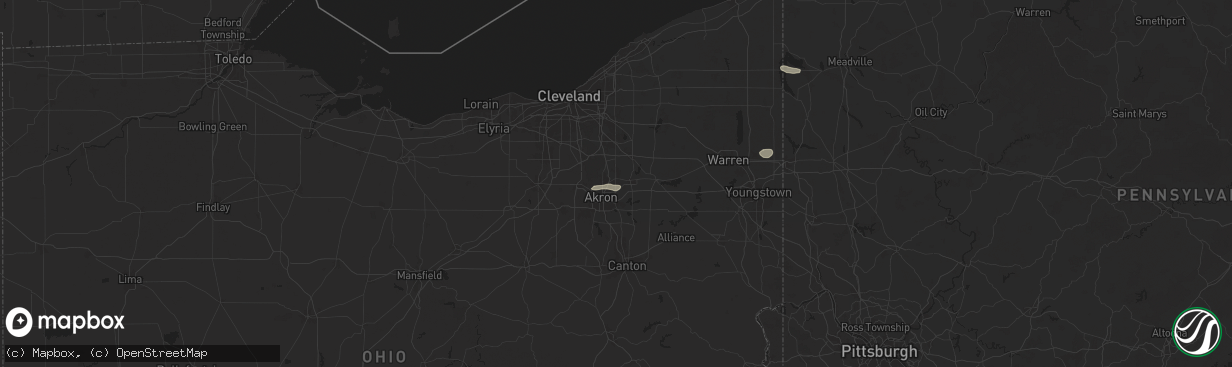 Hail map in Munroe Falls, OH on July 7, 2025