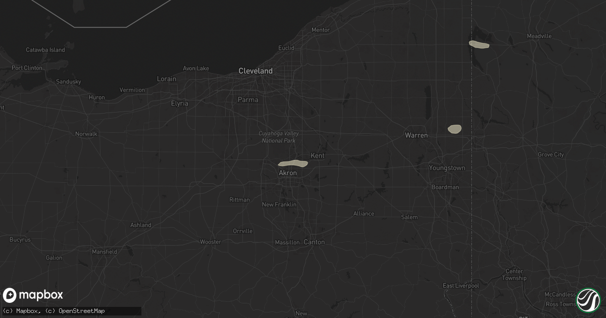 Hail map in Munroe Falls, OH on July 7, 2025