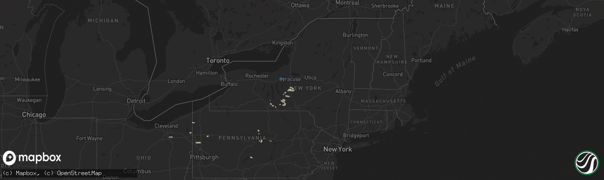 Hail map in New York on July 7, 2025