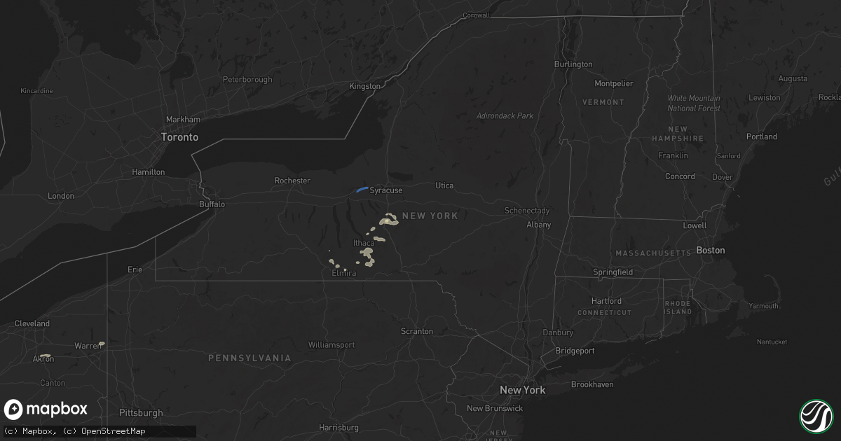 Hail map in New York on July 7, 2025