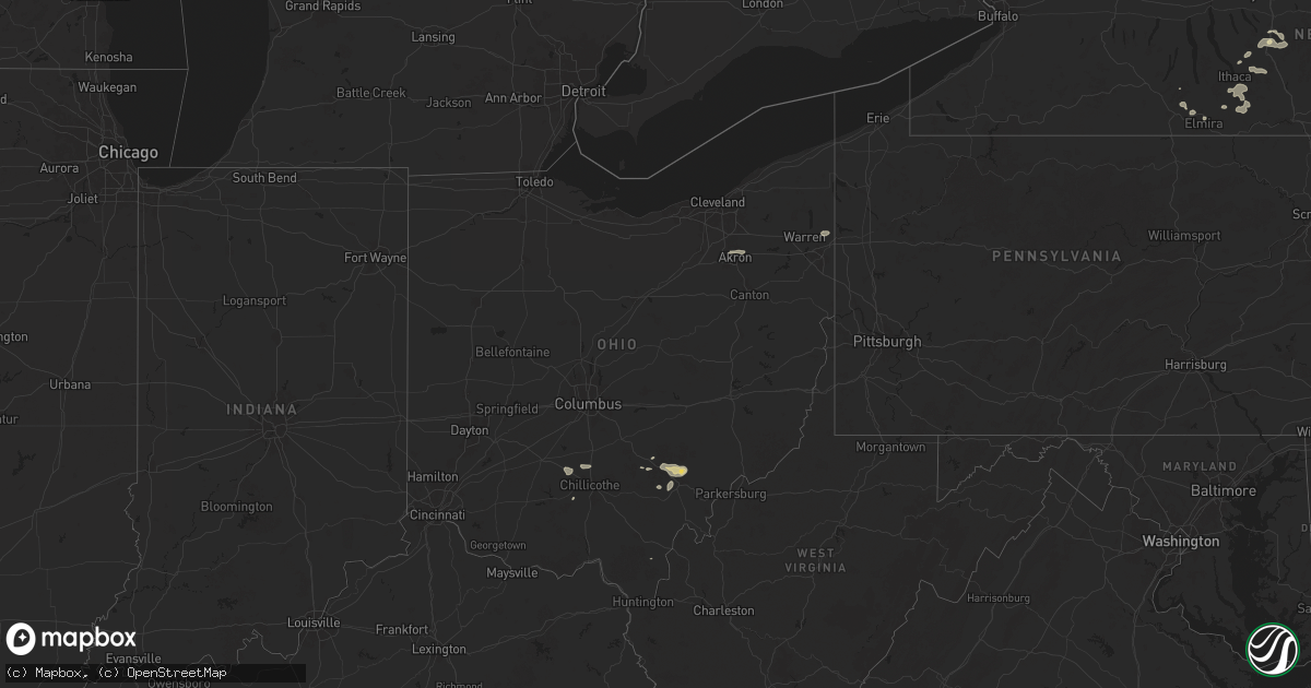 Hail map in Ohio on July 7, 2025