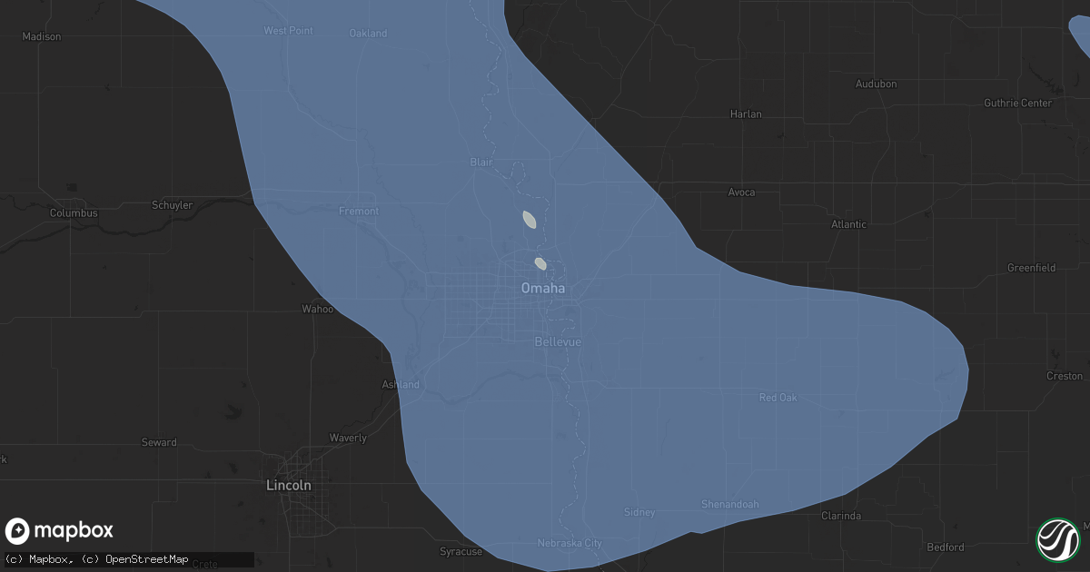 Hail map in Omaha, NE on July 7, 2025