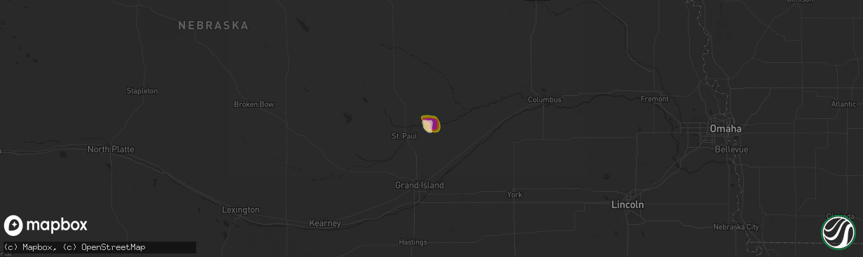 Hail map in Palmer, NE on July 7, 2025