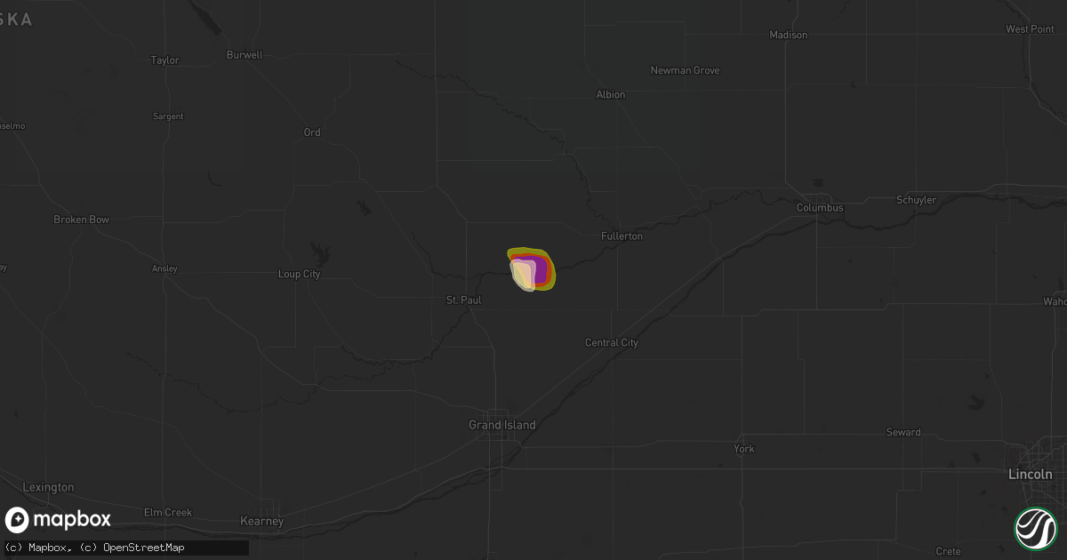 Hail map in Palmer, NE on July 7, 2025