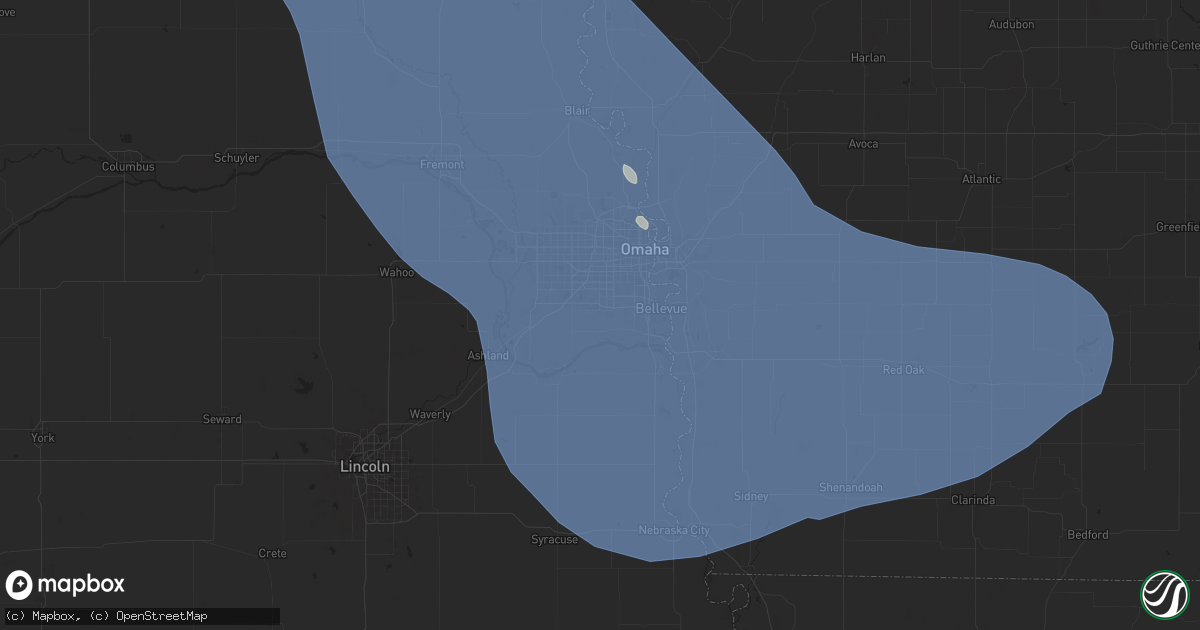 Hail map in Papillion, NE on July 7, 2025