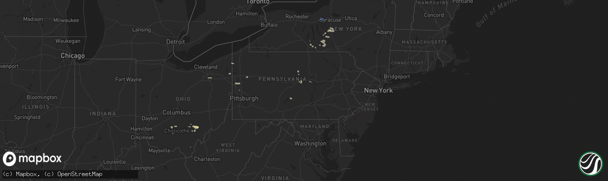 Hail map in Pennsylvania on July 7, 2025
