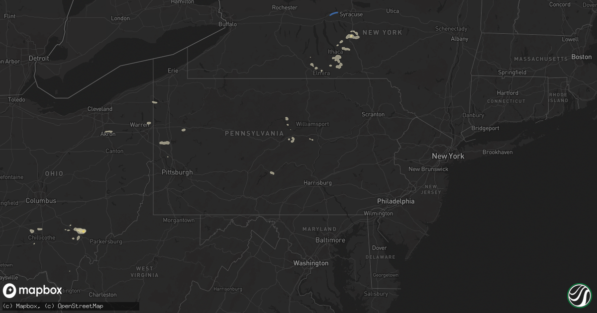 Hail map in Pennsylvania on July 7, 2025