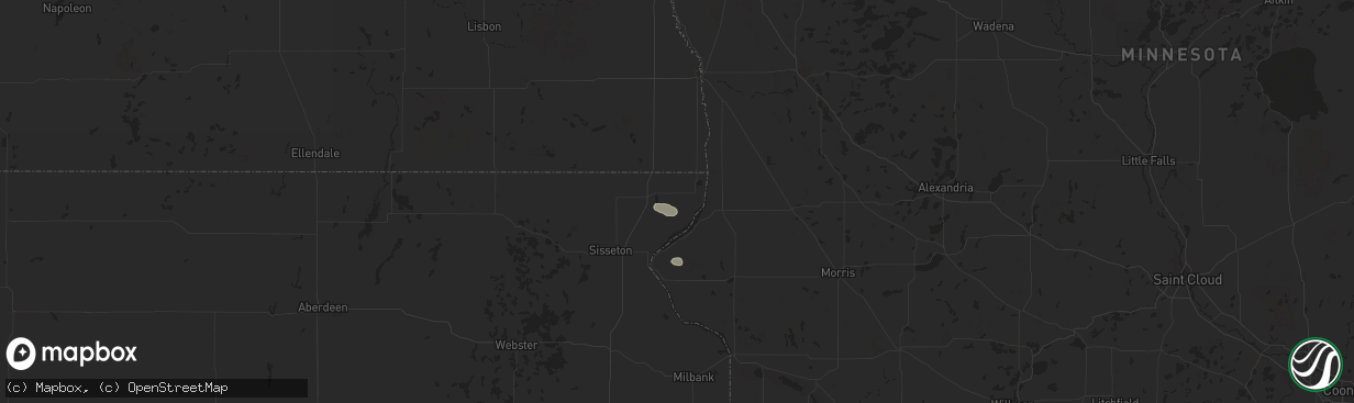 Hail map in Rosholt, SD on July 7, 2025