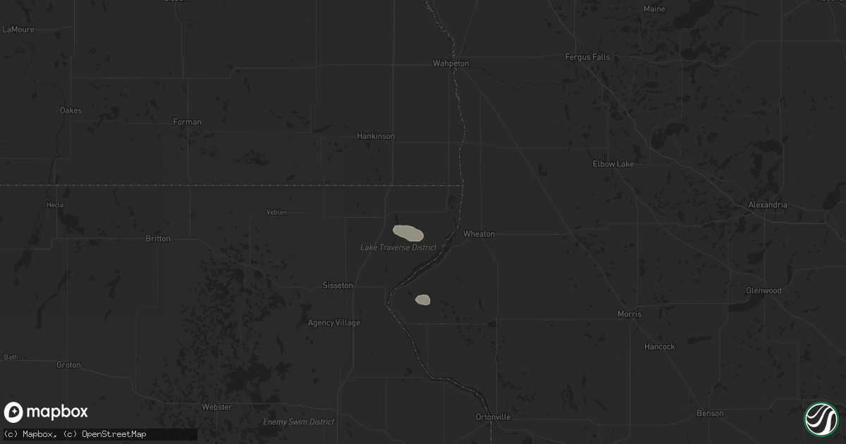 Hail map in Rosholt, SD on July 7, 2025