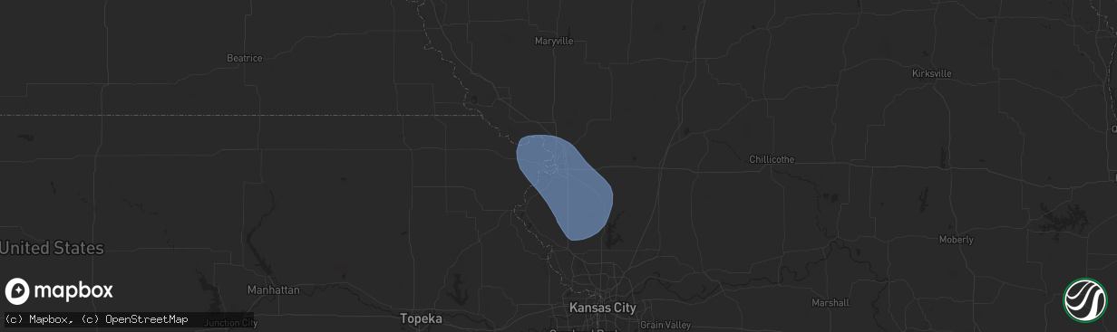 Hail map in Saint Joseph, MO on July 7, 2025