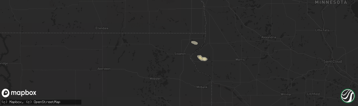 Hail map in Sisseton, SD on July 7, 2025
