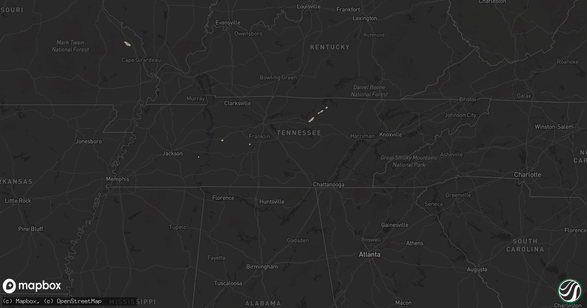 Hail map in Tennessee on July 7, 2025