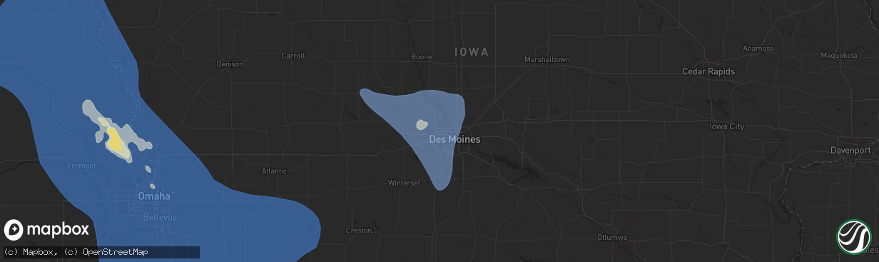 Hail map in Urbandale, IA on July 7, 2025