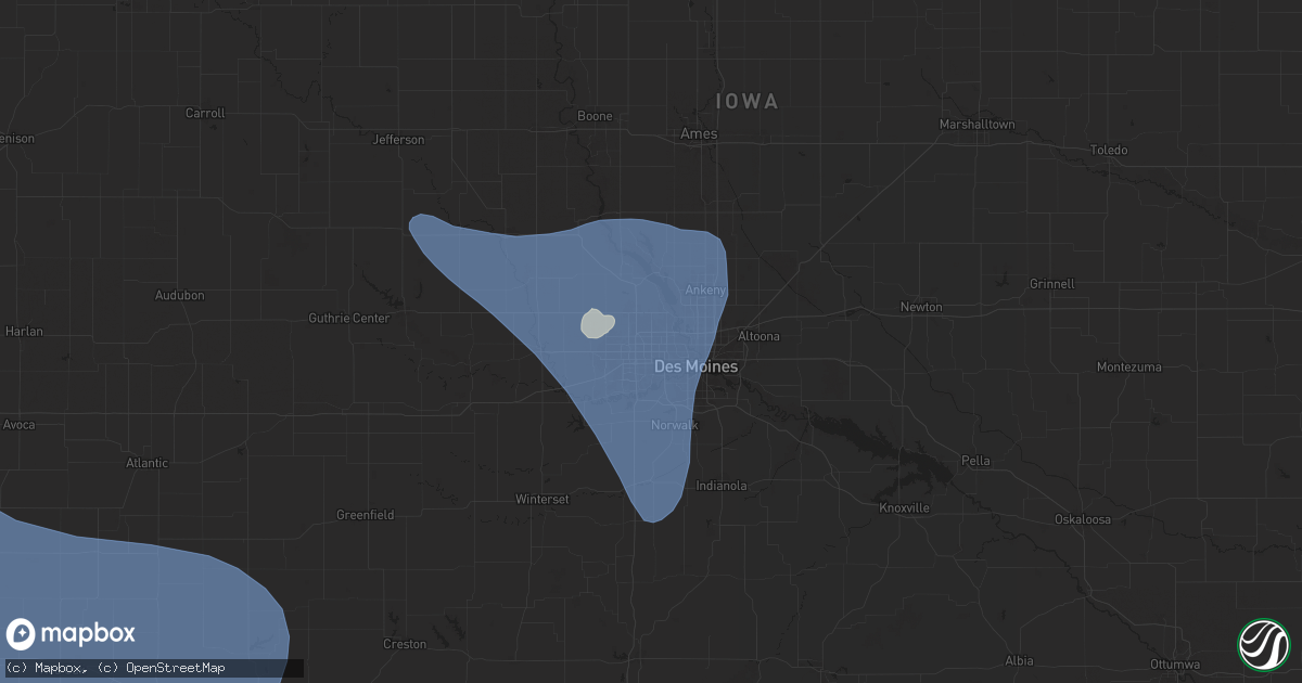 Hail map in Urbandale, IA on July 7, 2025