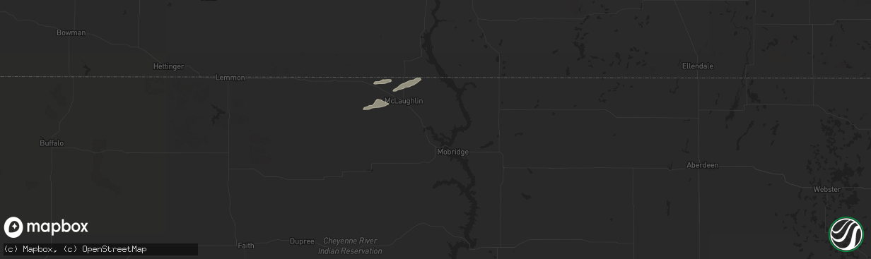 Hail map in Wakpala, SD on July 7, 2025