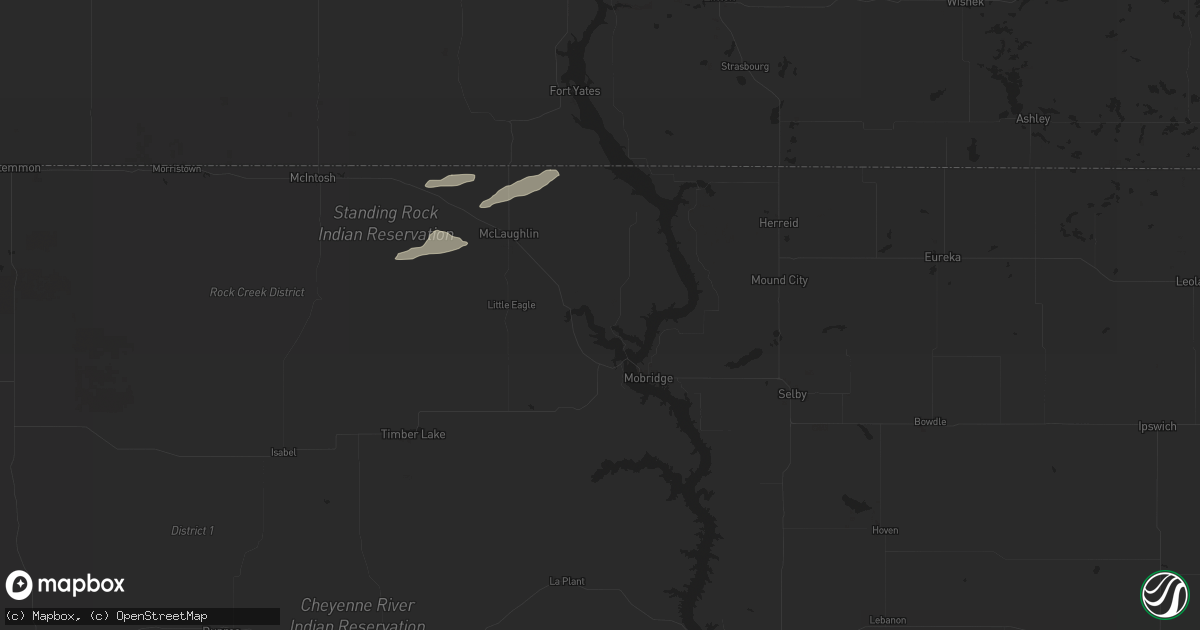 Hail map in Wakpala, SD on July 7, 2025