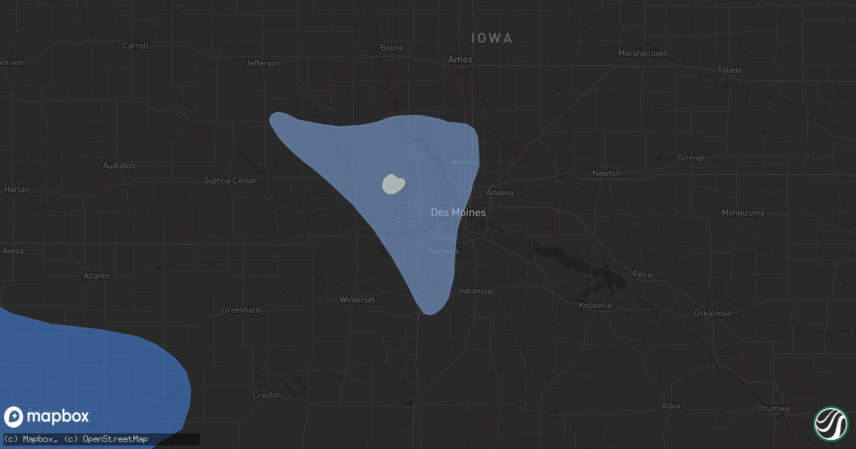 Hail map in West Des Moines, IA on July 7, 2025