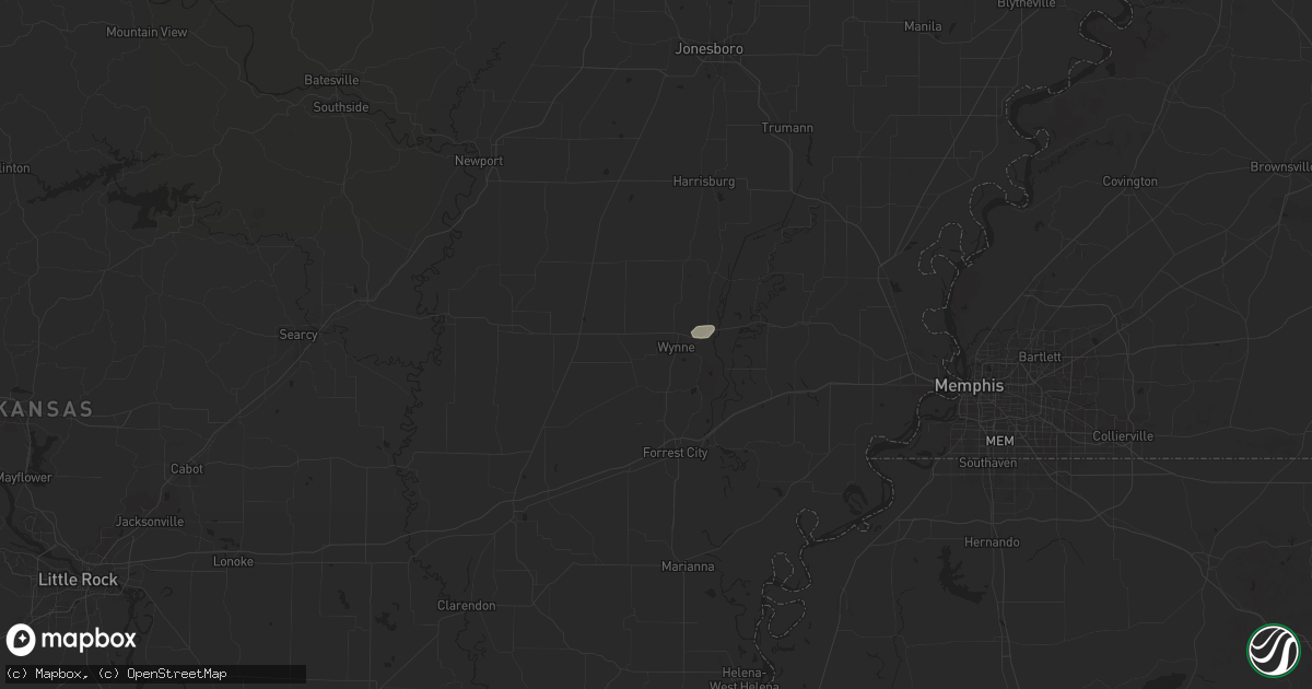 Hail map in Wynne, AR on July 7, 2025