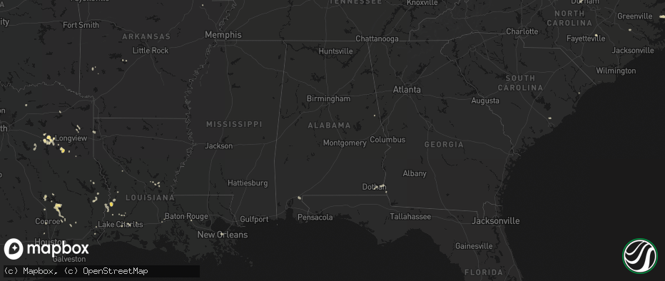 Hail map in Alabama on July 7, 2026