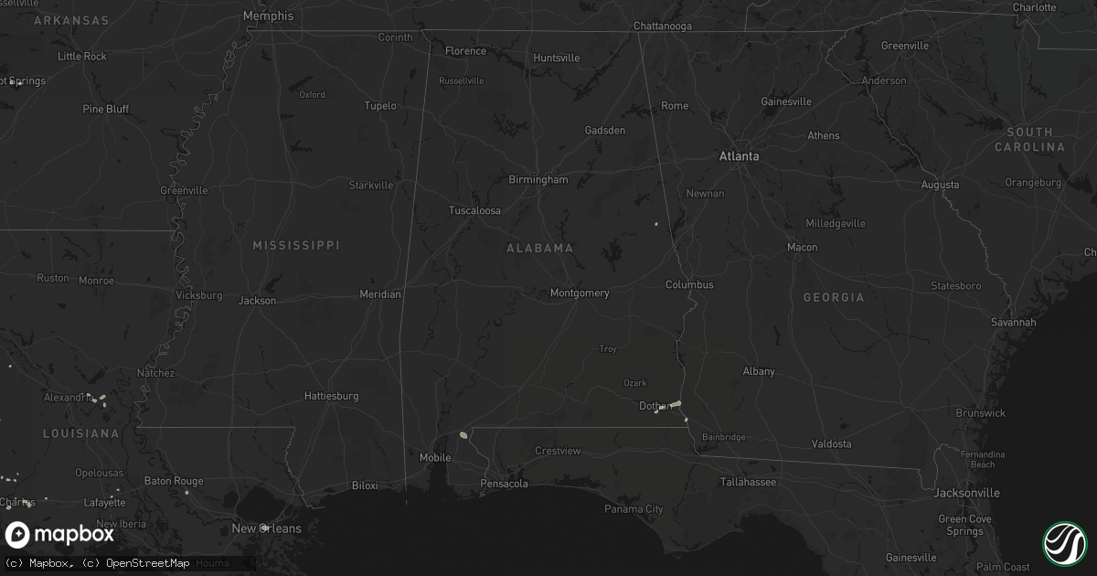 Hail map in Alabama on July 7, 2026