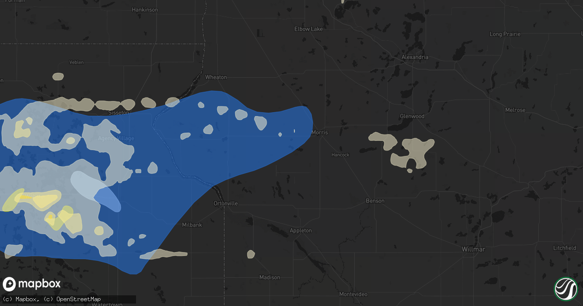Hail map in Alberta, MN on July 7, 2026