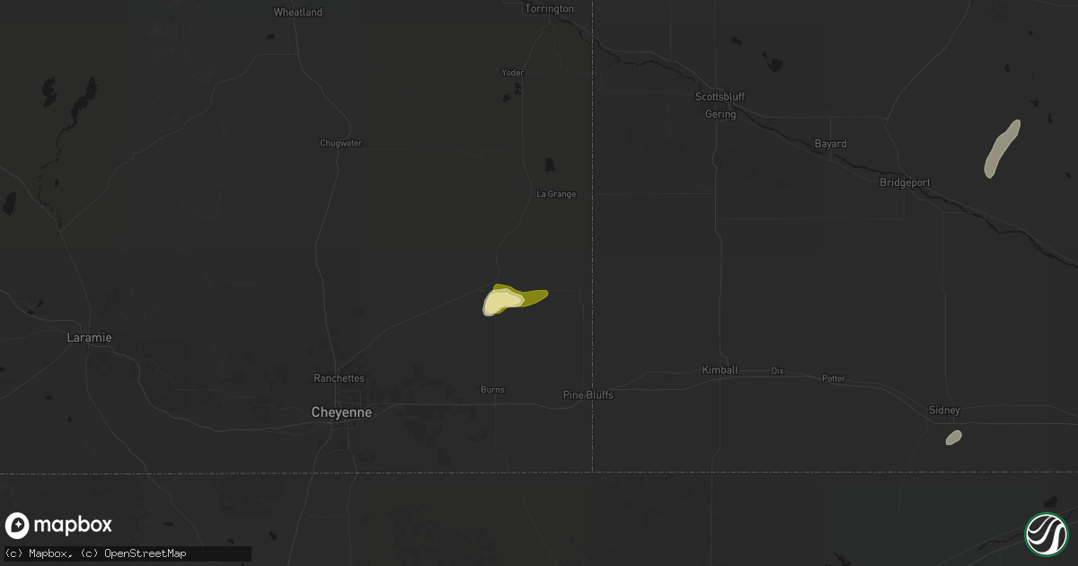 Hail map in Albin, WY on July 7, 2026