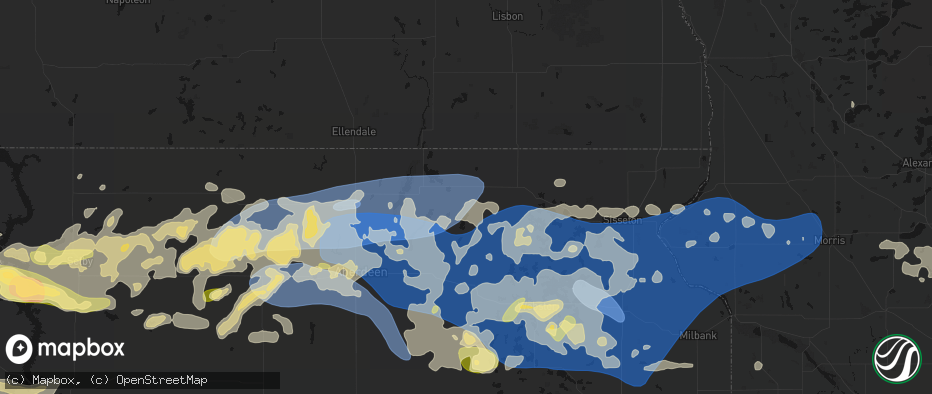 Hail map in Amherst, SD on July 7, 2026