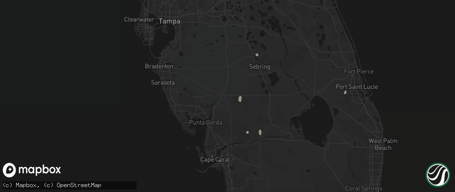 Hail map in Arcadia, FL on July 7, 2026