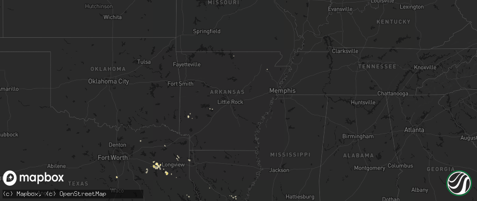 Hail map in Arkansas on July 7, 2026