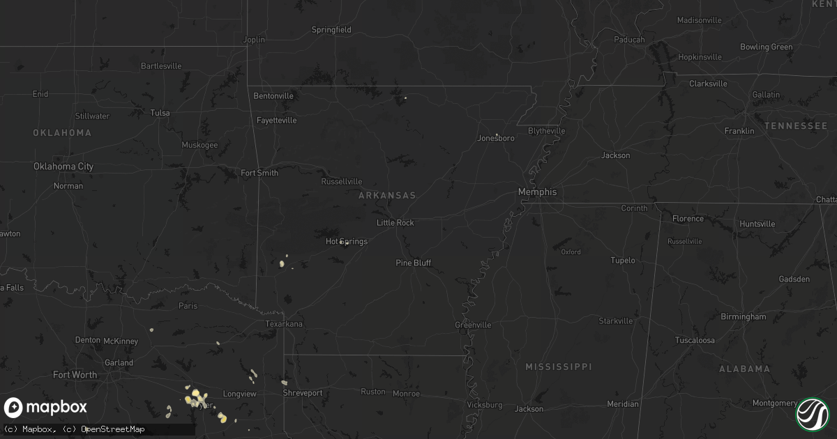 Hail map in Arkansas on July 7, 2026