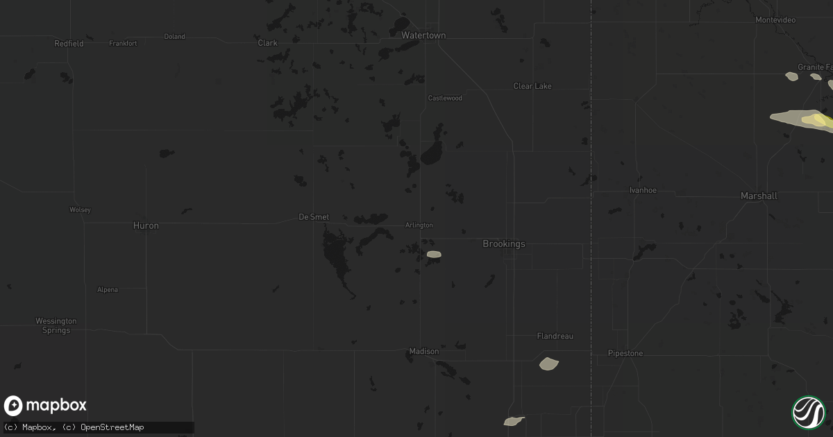 Hail map in Arlington, SD on July 7, 2026