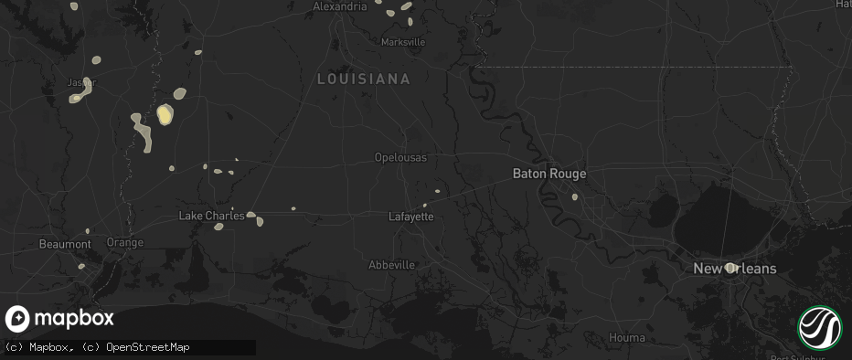 Hail map in Arnaudville, LA on July 7, 2026
