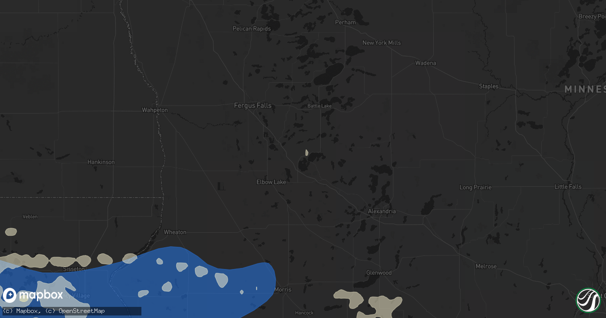 Hail map in Ashby, MN on July 7, 2026