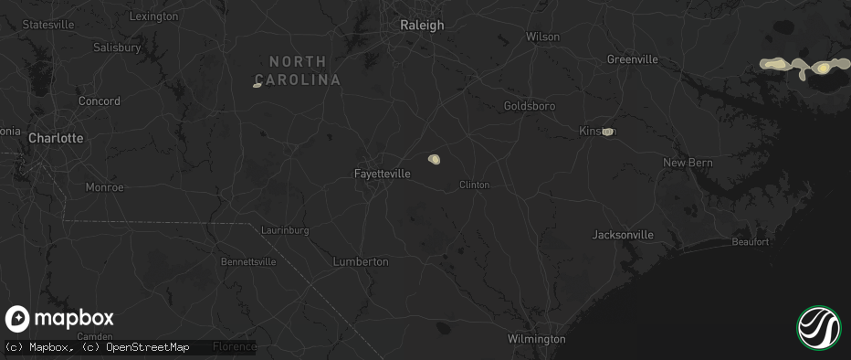 Hail map in Autryville, NC on July 7, 2026