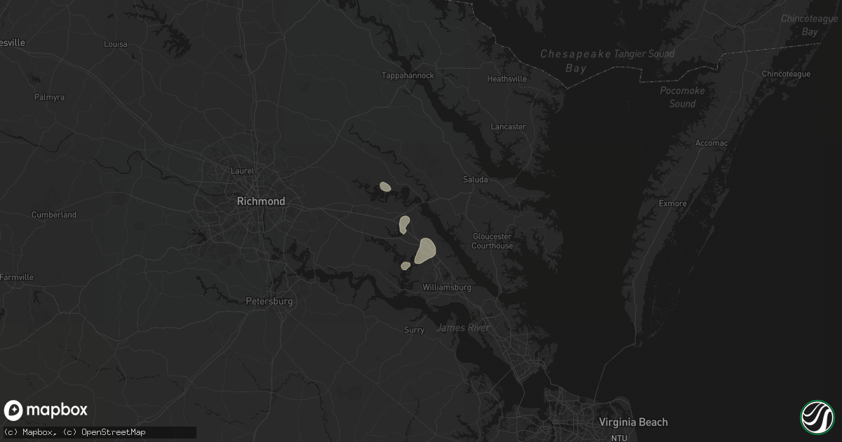 Hail map in Barhamsville, VA on July 7, 2026