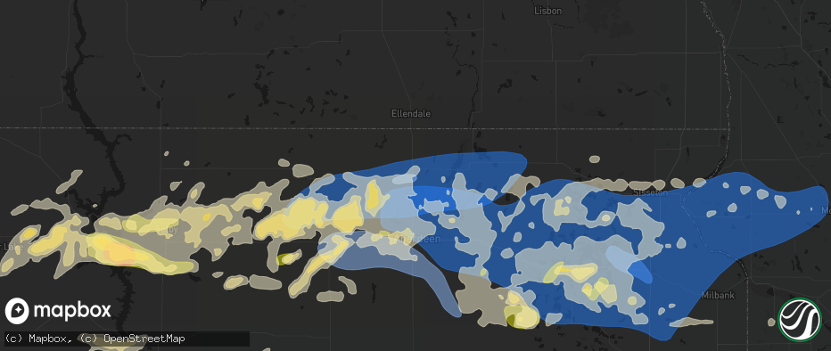 Hail map in Barnard, SD on July 7, 2026
