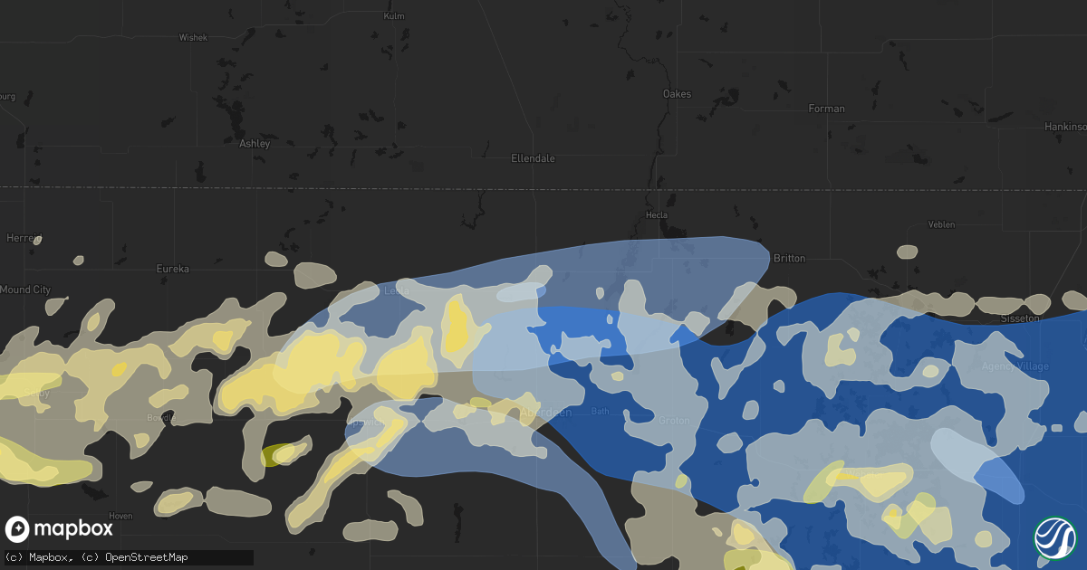 Hail map in Barnard, SD on July 7, 2026