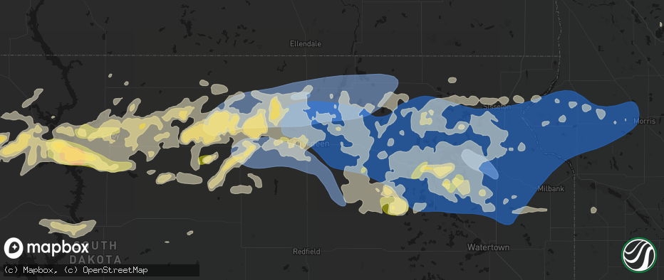 Hail map in Bath, SD on July 7, 2026