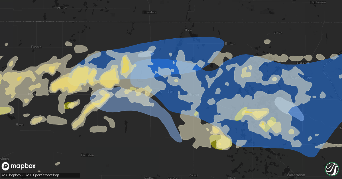 Hail map in Bath, SD on July 7, 2026