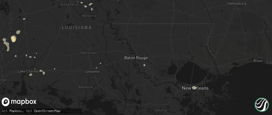 Hail map in Baton Rouge, LA on July 7, 2026