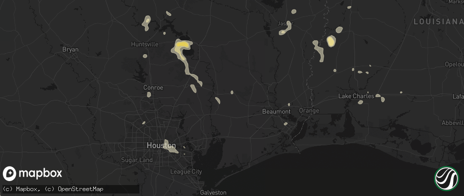 Hail map in Batson, TX on July 7, 2026