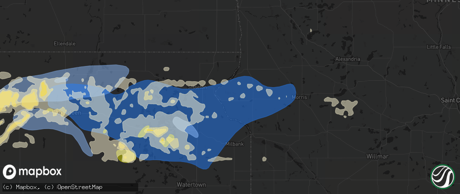 Hail map in Beardsley, MN on July 7, 2026