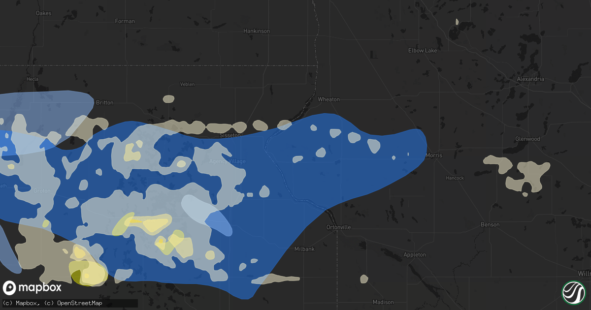 Hail map in Beardsley, MN on July 7, 2026
