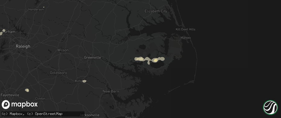 Hail map in Belhaven, NC on July 7, 2026