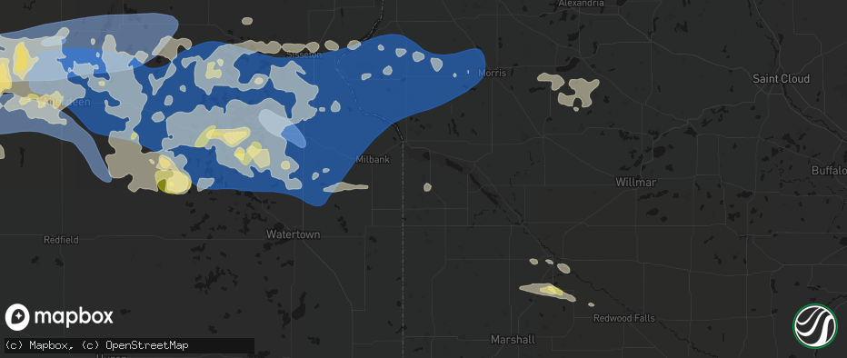 Hail map in Bellingham, MN on July 7, 2026