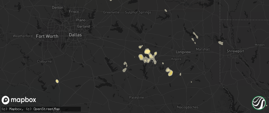 Hail map in Ben Wheeler, TX on July 7, 2026