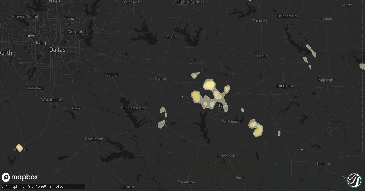 Hail map in Ben Wheeler, TX on July 7, 2026