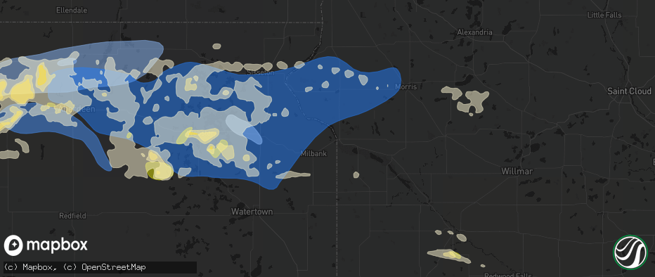 Hail map in Big Stone City, SD on July 7, 2026